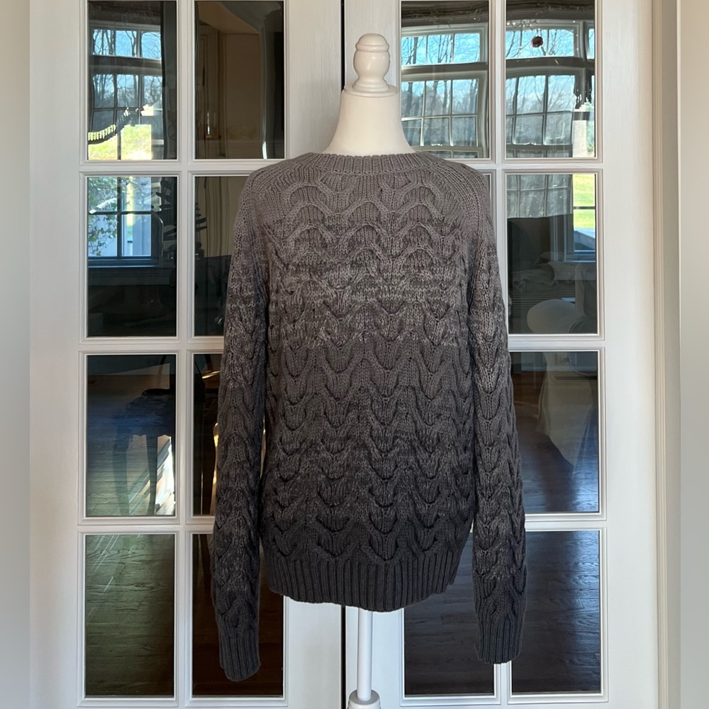 NWT $500 Limited Edition AG 100% Wool Ombré Cable Knit Sweater Size M/L